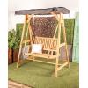 image:imageDeco 79 Teak Wood Indoor Outdoor Bench Swing with Black Awning 60 x 40 x 77 Brown