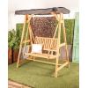 image:imageDeco 79 Teak Wood Indoor Outdoor Bench Swing with Black Awning 60 x 40 x 77 Brown