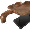 image:imageDeco 79 Teak Wood Leaf Decorative Sculpture Floating Home Decor Statue with Black Stand and Base Accent Figurine 21 x 11 x 10 Brown