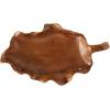 image:imageDeco 79 Teak Wood Leaf Decorative Sculpture Floating Home Decor Statue with Black Stand and Base Accent Figurine 21 x 11 x 10 Brown