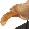 image:imageDeco 79 Teak Wood Leaf Decorative Sculpture Floating Home Decor Statue with Black Stand and Base Accent Figurine 21 x 11 x 10 Brown
