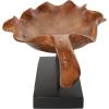 image:imageDeco 79 Teak Wood Leaf Decorative Sculpture Floating Home Decor Statue with Black Stand and Base Accent Figurine 21 x 11 x 10 Brown