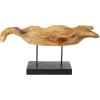 image:imageDeco 79 Teak Wood Leaf Decorative Sculpture Floating Home Decor Statue with Black Stand and Base Accent Figurine 21 x 11 x 10 Brown