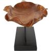 image:imageDeco 79 Teak Wood Leaf Decorative Sculpture Floating Home Decor Statue with Black Stand and Base Accent Figurine 21 x 11 x 10 Brown