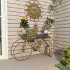 image:imageDeco 79 Wood Indoor Plantstand Wheelbarrow 1 Shelf Plant Shelf Plant Stand 45 x 15 x 33 CreamBronze
