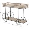 image:imageDeco 79 Wood Indoor Plantstand Wheelbarrow 1 Shelf Plant Shelf Plant Stand 45 x 15 x 33 CreamCream
