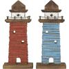 image:imageDeco 79 Wood Light House Decorative Sculpture Distressed Home Decor Statues with Blue and Brown Accents Set of 2 Accent Figurines 5 W 10 H RedRed