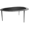 image:imageDeco 79 Aluminum Metal Side End Accent Table Abstract Oval Shaped End Table with Shaded Glass Top and Detailed Engravings Side Table 23 x 15 x 23 BlackCenter Table 30 x 25 x 18