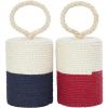image:imageDeco 79 Cotton Fabric Buoy Decorative Sculpture Coiled Colorblock Home Decor Statues with Red and Blue Bases Set of 2 Accent Figurines 5W 7H Cream4W  5H