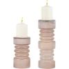 image:imageDeco 79 Glass Decorative Candle Holder Frosted Candle Stand Set of 2 Candlestick Holder 13 8 H Pink