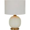 image:imageDeco 79 Glass Room Table Lamp Ribbed Accent Lamp with Gold Accents Lamp 13 x 13 x 19 White19 H