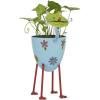 image:imageDeco 79 Metal Cat Indoor Outdoor Planter Large Planter Pot with Flower Pattern Planter 16 x 8 x 19 Blue