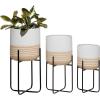 image:imageDeco 79 Metal Indoor Outdoor Planter Large Planter Pot with Removable Stand Set of 3 Planters 20 24 28H White