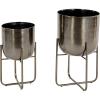 image:imageDeco 79 Metal Indoor Outdoor Planter Small Planter Pot with Removable Stand Set of 2 Planters 8 10H YellowBlack