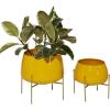 image:imageDeco 79 Metal Indoor Outdoor Planter Small Planter Pot with Removable Stand Set of 2 Planters 8 10H YellowYellow