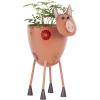 image:imageDeco 79 Metal Pig IndoorOutdoor Planter  Large Planter Pot with Floral Accents 8 x 14 x 16 PinkPink