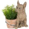 image:imageDeco 79 Resin Dog Indoor Outdoor Planter Textured Small Planter Pot with Antique Pot Planter 10 x 8 x 11 Brown