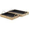 image:imageDeco 79 Seagrass Handmade Nesting Tray with Black Wood Interiors Set of 2 20 16 W Light BrownLight Brown