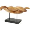image:imageDeco 79 Teak Wood Leaf Decorative Sculpture Floating Home Decor Statue with Black Stand and Base Accent Figurine 21 x 11 x 10 Brown