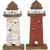 image:imageDeco 79 Wood Light House Decorative Sculpture Distressed Home Decor Statues with Blue and Brown Accents Set of 2 Accent Figurines 5 W 10 H RedRed