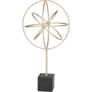 image:imageCosmoLiving by Cosmopolitan Marble Geometric Sculpture with Black Base 9 x 9 x 18 Gold18 x 9 x 9