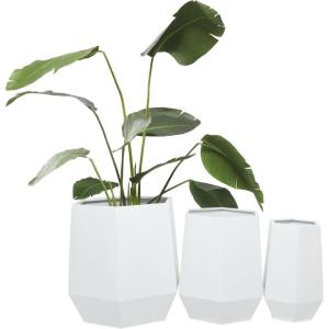 image:imageCosmoLiving by Cosmopolitan Metal Geometric Indoor Outdoor Planter Hexagon Large Planter Pot Set of 3 Planters 20 16 10W WhiteWhite