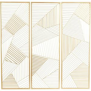 image:imageCosmoLiving by Cosmopolitan Metal Geometric Wall Decor with Gold Frame Set of 3 16W 48H Gold