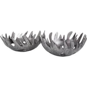 image:imageDeco 79 Aluminum Metal Large Decorative Bowl Catch All for Entryway Set of 2 Decorative Fruit Bowl 14 12W SilverBlack