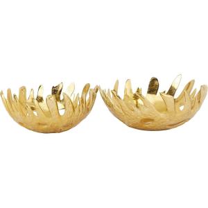 image:imageDeco 79 Aluminum Metal Large Decorative Bowl Catch All for Entryway Set of 2 Decorative Fruit Bowl 14 12W SilverGold