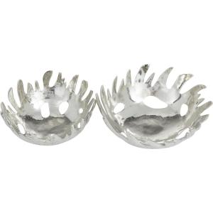 image:imageDeco 79 Aluminum Metal Large Decorative Bowl Catch All for Entryway Set of 2 Decorative Fruit Bowl 14 12W SilverSilver