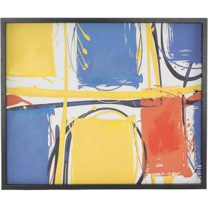 image:imageDeco 79 Canvas Geometric Rectangular Color Block Framed Wall Art with Black Frame 20 x 1 x 24 Multi Colored