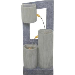 image:imageDeco 79 Fiberglass 3 Tier Fountain with LED Light 16 x 11 x 38 Gray