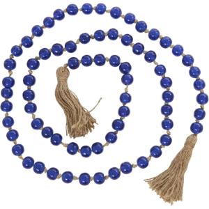 image:imageDeco 79 Glass Handmade Round Long Beaded Garland with Tassel with Knotted Brown Jute 87 x 3 x 1 Blue