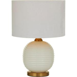 image:imageDeco 79 Glass Room Table Lamp Ribbed Accent Lamp with Gold Accents Lamp 13 x 13 x 19 White19 H