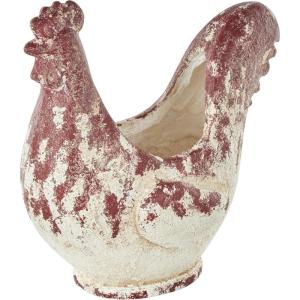 image:imageDeco 79 Magnesium Oxide Rooster Indoor Outdoor Planter Small Planter Pot with Rust Colored Distressed Details Planter 14 x 7 x 14 White