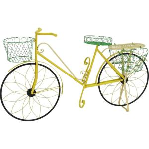 image:imageDeco 79 Metal Bike Indoor Outdoor Plantstand Indoor Outdoor Plant Shelf with Basket and Saddle Bag Planters Plant Stand 56 x 21 x 38 RedYellow