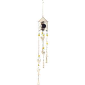 image:imageDeco 79 Metal Butterfly Indoor Outdoor Birdhouse Windchime with Glass Beads and Bells 5 x 5 x 32 BronzeGold