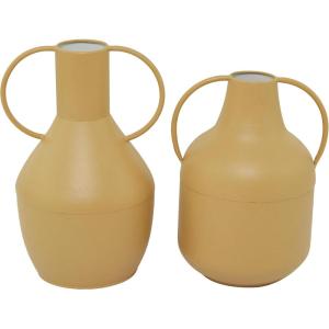 image:imageDeco 79 Metal Decorative Vase Centerpiece Vases with Handles Set of 2 Flower Vases for Home Decoration 14 12 H YellowYellow