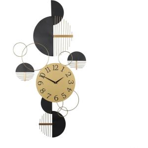 image:imageDeco 79 Metal Geometric Half Moon Wall Clock with Adjustable Clock Face 44 x 1 x 23 BlackBlack