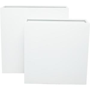 image:imageDeco 79 Metal Indoor Outdoor Planter Minimalistic Rectangular Large Planter Pot Set of 2 Planters 28 24H WhiteWhite