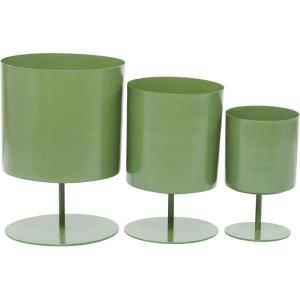 image:imageDeco 79 Metal Indoor Outdoor Planter Small Planter Pot with Pedestal Base Set of 3 Planters 14 13 10H Green