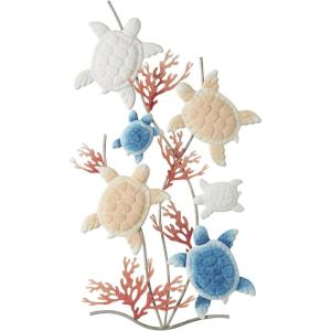 image:imageDeco 79 Metal Turtle Home Wall Decor Swimming Wall Sculpture with Red Coral Accents Wall Art 19 x 2 x 32 Multi ColoredMulti Colored