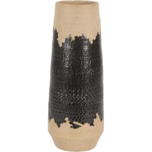 image:imageDeco 79 Porcelain Ceramic Decorative Vase Centerpiece Vase with Terracotta Details Flower Vase for Home Decoration 6 x 6 x 17 Black6 x 6 x 17