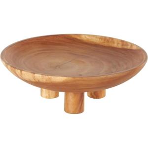 image:imageDeco 79 Teak Wood Handmade Decorative Bowl Round with Peg Legs 17 x 17 x 6 Brown