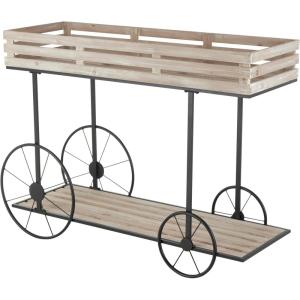 image:imageDeco 79 Wood Indoor Plantstand Wheelbarrow 1 Shelf Plant Shelf Plant Stand 45 x 15 x 33 CreamCream
