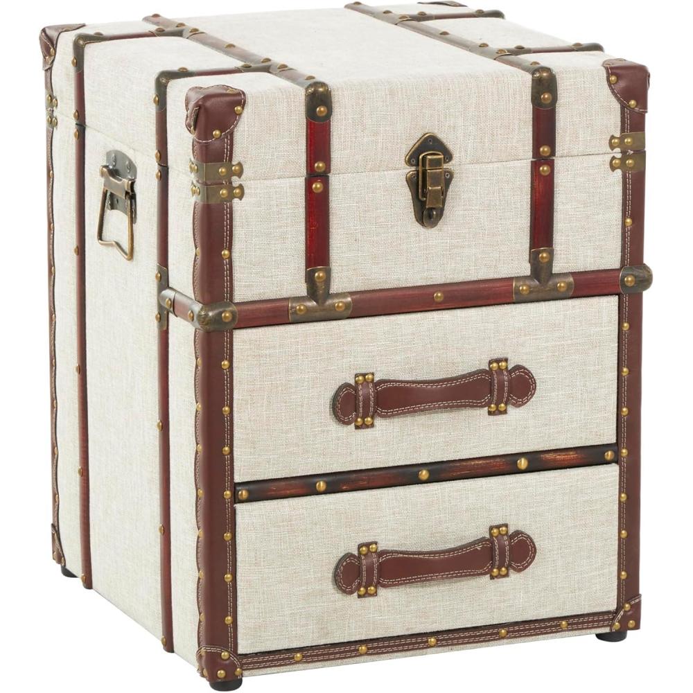 Deco 79 Wooden Decorative Trunk Vintage Style Storage 2 Drawer ...