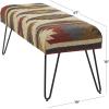image:imageDeco 79 Metal Tribal Home Bench Entryway Bench with Metal Hairpin Legs Bedroom Bench 47 x 19 x 16 Multi Colored