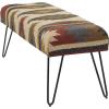 image:imageDeco 79 Metal Tribal Home Bench Entryway Bench with Metal Hairpin Legs Bedroom Bench 47 x 19 x 16 Multi Colored