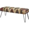 image:imageDeco 79 Metal Tribal Home Bench Entryway Bench with Metal Hairpin Legs Bedroom Bench 47 x 19 x 16 Multi Colored