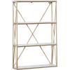 image:imageDeco 79 Metal 3 Level Wall Shelf with White Wooden Shelves 16 x 4 x 24 GoldLARGE SIZE
